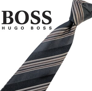 582/ 良好 HUGO BOSS ヒューゴボス ストライプ柄 ネクタイ レジメンタル柄