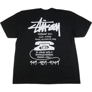 STUSSY ステューシー 23AW OLD PHONE TEE PIGMENT DYED BLACK Tシャツ 黒 Size 【XL】 【新古品・未使用品】 20808537