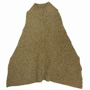 美品 ザラ ニット ZARA KNIT ウール混 ケープ ポンチョ マント ジャケット ブルゾン ハイネック サイズM 茶 ブラウン レディース/16/♪5