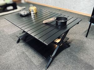 高品質ロールテーブル ２段テーブル 簡単組立 収納バッグ付 軽量コンパクト 86x60x48