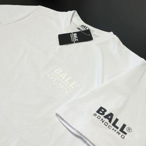 ボール BALL 新品 白 Lサイズ54131メ ンズ イタリア発人気ブランド 3D加工 半袖 Tシャツ 
