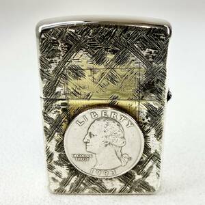 1円〜 【ZIPPO】ジッポー WORLD FAMOUS ZIPPO AN AMERICAN SPIRIT LIBERTY 1993 メダル付き コイン 1995年製 アメスピ 喫煙具 中古 現状品