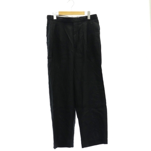 マーカ marka 23AW OFFICER PANTS 2TUCK WIDE ORGANIC RAMIE OXパンツ テーパード タック ジッパーフライ リネン 1 黒 ブラック /DO ■OS