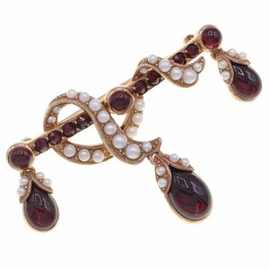 ガーネット ベビーパール ブローチ K14YG 中古 宝石 ジュエリー アクセサリー Garnet BabyPearl