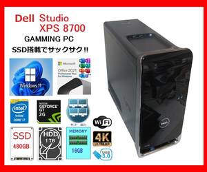 Dell XPS 8700 サクサク Core i7-4770～3.9Ghz×8/16G/新SSD480G+HDD1T/GT730-2G/WiFi/W11/office2021