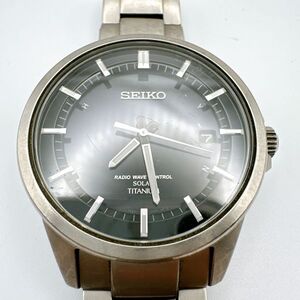 A2501-1-20 １円スタート 稼働品 電波ソーラー SEIKO SOLAR TITANIUM　セイコーソーラーチタニウム メンズ腕時計 黒文字盤