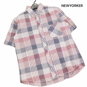 NEWYORKER ニューヨーカー 春夏★ 半袖 ボタンダウン チェック シャツ Sz.L　メンズ　K4T00479_4#A