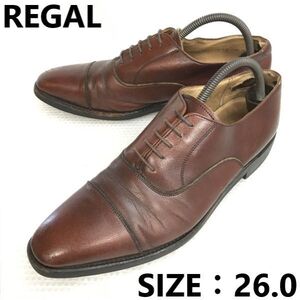 リーガル/REGAL★グッドイヤー製法/ストレートチップ【size:26.0/茶/brown】ややロングノーズ/ビジネス/ドレスシューズ/Leather◆pA-036