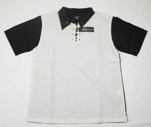 ●T.S.U FAR EASTお洒落な半袖シャツ(M,前：白縦縞,後：黒,日本製)新品
