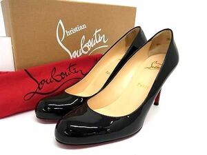 1円 ■美品■ Christian Louboutin クリスチャンルブタン パテントレザー ヒール サイズ 38.5 (約25.5cm) 靴 シューズ ブラック系 BG8635