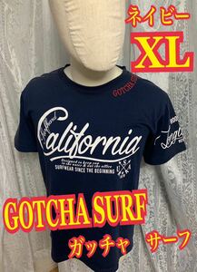 GOTCHA SURFガッチャ　サーフ　半袖　Tシャツ ネイビー　プリント　デカロゴ　XLサイズ