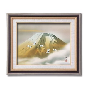 【新品】日本画額/紘黒フレームセット 【F6号】 伊藤渓山 「金富士」 459×550×32mm 箱入り