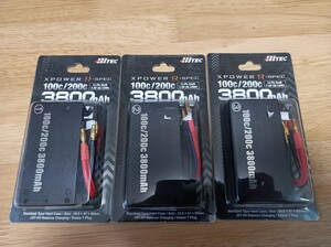 HiTEC ハイテック　リポ1セルショートサイズ薄型バッテリー100c/200c 3800mAh 中古３本セット　