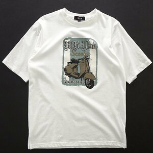 新品 ミスターヴァン 24年春夏 スクーター プリント カットソー M 白 【VA1742007_07】 MR.VAN メンズ 半袖 丸首 Tシャツ バイク コットン