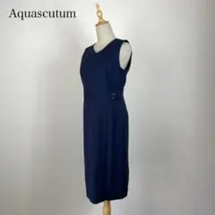 Aquascutum ノースリーブ ベルト ワンピース ネイビー