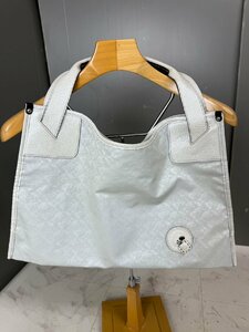 NI100411◆PELLE BORSA ペレボルサ◆ナイロン×レザー 総柄 ハンドバッグ トートバッグ 手提げ レディース ホワイト 直取歓迎！