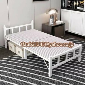 折りたたみベッド コンパクト シングルベッド パイプベッド 組立不要 簡易ベッド ベッドマット マットレス付 通気性 (幅90cm)