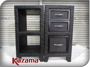 ■展示品■KAZAMA■Ventura/ベンチュラ■サイドチェスト/シェルフ/ラタン/籐/リゾートスタイル/モダン/チェスト２点セット/20万/khhxn1389k