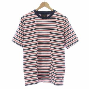 ビームスプラス BEAMS+ 22SS マルチカラーボーダーポケットTシャツ カットソー 半袖 M 赤 レッド 白 ホワイト 38-04-0040-048