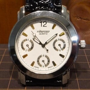 【Vitarosa】丸型 39X39mm WHT　※2024 6月電池交換済［0698］