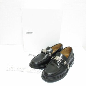 23SS TOGA PULLA トーガプルラ METAL LOAFERS レザー シルバーコンチョ ローファー モカシン TP31-AJ1041 38 約24cm ブラック ◆