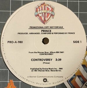 Prince - Controversy US Original Promo盤 12インチ B面 Long Version