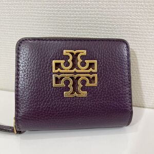 トリーバーチ　2つ折り財布　TORY BURCH ウォレット　ラウンドファスナー パープル