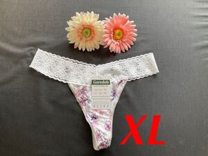 即決☆ウエストレースプリントTバック☆白☆XL 花柄