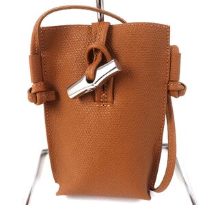 未使用品△Longchamp ロンシャン 34180 HPN Roseau ロゾ レザー フォンケース スマホポーチ サコッシュ ショルダーバッグ ブラウン