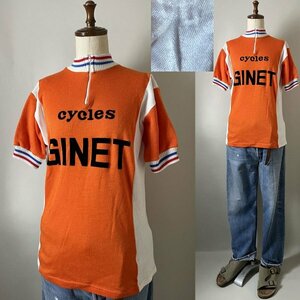 ★【レア フランス製 80s～90s ビンテージ】 cycles GINET アクリル100％ (ウールの様な質感) サイクル ジャージ サイクリング Tシャツ S程