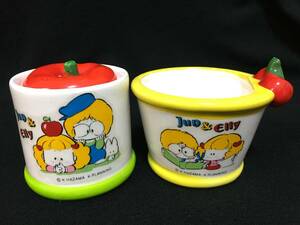 デッドストック Jun&Elly 陶器 小物入れ 2点セット キャラクター ファンシー レトロポップ 昭和