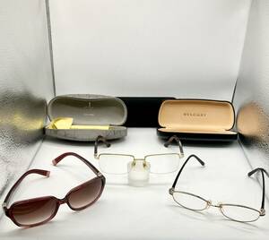 蘇や(PEY183)　サングラス　おまとめ　Cartier/Calvin Klein/BVLGARI　ケース付き　中古品　コンパクトサイズ