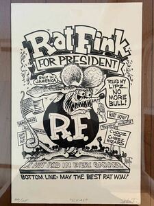 激レア！1992 ラットフィンク シルクスクリーンポスターRATFINK EDROTH MOONEYES エドロスムーンアイズ