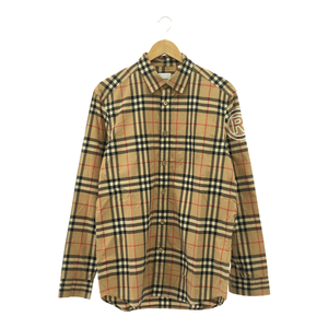 ◆中古品◆BURBERRY バーバリー ノバチェック アーム ロゴプリント 長袖シャツ 8029878 表記サイズM メンズ Q73150NSS