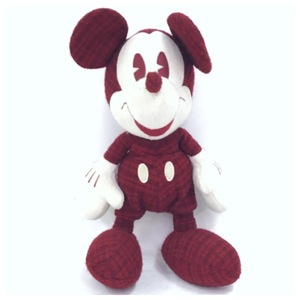 ミッキーマウス 赤チェック ぬいぐるみ キャラクターグッズ ビンテージ Mickey Mouse ディズニー Disney レッド D-655