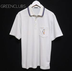 未使用に近い極美品 GREENCLUBS グリーンクラブ タック鹿の子ポロシャツ ドライウエア 半袖トップス メンズ 吸汗速乾 シンプル ライカ 夏物