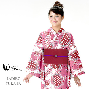 浴衣 仕立上り 女性 浴衣 レディース ゆかた ブランド 大人 かわいい レトロ yukata Watuu 和つう プレタ フリーサイズ 単品 ly085