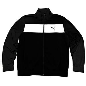 ビッグサイズ！PUMA プーマ トラックジャケット ジャージジャケット トレーニング 裏起毛 秋冬 黒×白 メンズ US/XL (日本XXL-XXXL相当)