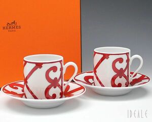 エルメス HERMES ガダルキヴィール レッド 11017 コーヒーカップ&ソーサー ペア 新生活応援