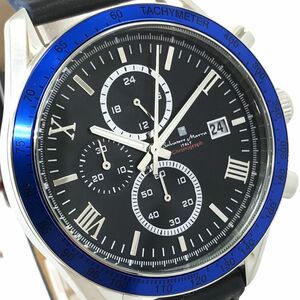 新品 Salvatore Marra サルバトーレマーラ 腕時計 SM19108-SSBKBL クオーツ クロノグラフ ブラック ブルー カレンダー 動作OK 箱付き。