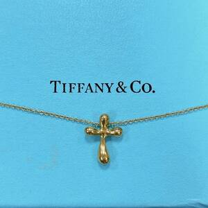 Tiffany＆Co. ティファニー ネックレス 750 スモールクロス K18 ゴールド 金 総重量3.6g ペレッティ PERETTI 箱付き【15347