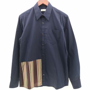 DRIES VAN NOTEN 23SS CORBINO PATCH 6321 M.W.SHIRT ネイビー SIZE 44 長袖シャツメンズ ドリス ヴァン ノッテン ◆3109/宮竹店