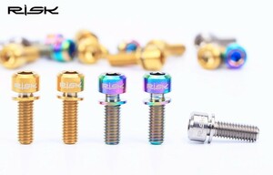 ★3.7g チタンワッシャー付 M6x20mm 2本 金色 ★クランク ステム ブレーキなど 固定ボルト ★RISK