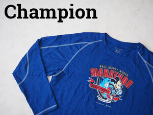 ☆送料無料☆ Champion チャンピオン USA直輸入 古着 長袖 ウォルトディズニーワールド マラソン Tシャツ メンズ XL ブルー トップス 中古