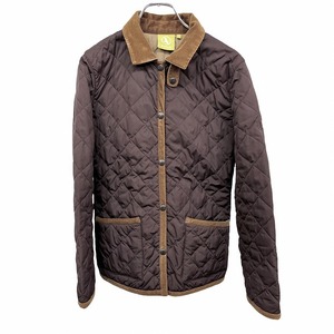 エーグル AIGLE 中綿 キルティングジャケット 一部コーデュロイ 長袖 無地 ドットボタン留め ポリ100% M ボルドー 赤茶系×茶 レディース