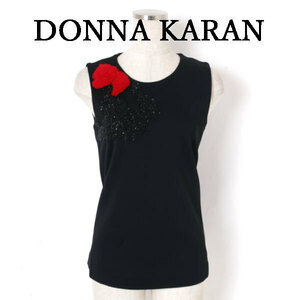 DONNA KARAN NEW YORK ビーズノースリーブ sizeP ブラック ダナキャラン