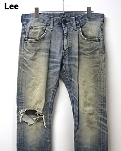 S【Lee Stretch Skinny Denim Pants 36111 BLUE リー ストレッチ スキニー デニムパンツ USED加工 ブルー 泥加工】