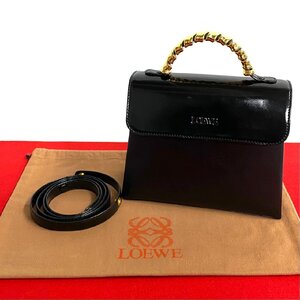 ほぼ未使用 LOEWE ロエベ ヴィンテージ ベラスケス ツイストハンドル 金具 レザー 2way ショルダーバッグ ハンドバック ブラック 40620