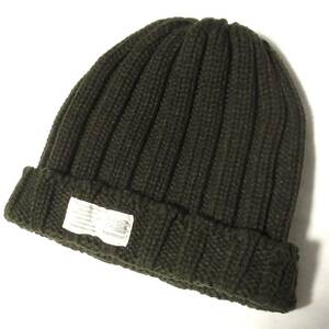 良品 カリマー folded beanie ビーニー ニット帽 karimmor◎フリーサイズ◎ワッチキャップ◎アーミーグリーン色◎洗浄済 送料無料