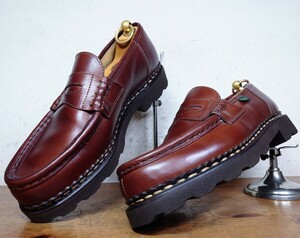 【1度使用程度/送料無料】2018年 FRANCE製 Paraboot/パラブーツ REIMS ランス コインローファー UK6 24.5cm相応 マロン 茶/ミカエル